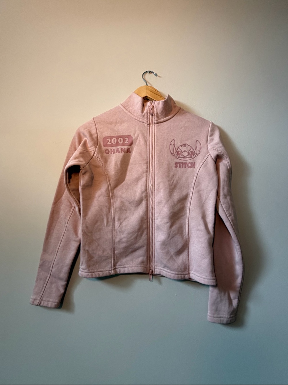 Primark Pink Teddy Fleece Jacket with Stitch Graphic